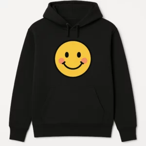Cartoon Smiley Face Hoodie - Casual Graphic Pullover for Everyday Comfort