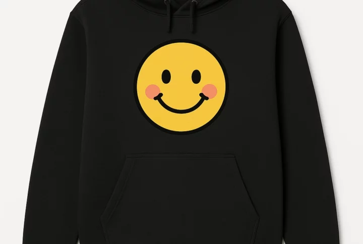 Cartoon Smiley Face Hoodie - Casual Graphic Pullover for Everyday Comfort