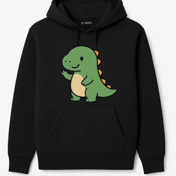 Chubby Dinosaur Hoodie – Cute Sideways Dinosaur Design