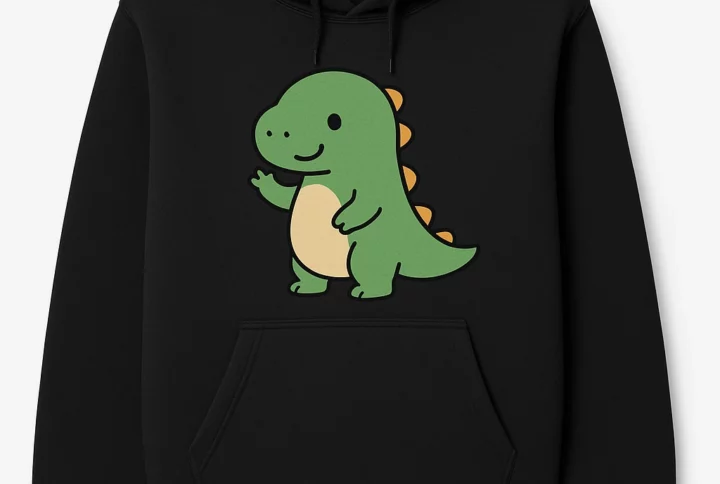 Chubby Dinosaur Hoodie - Cute Sideways Dinosaur Design