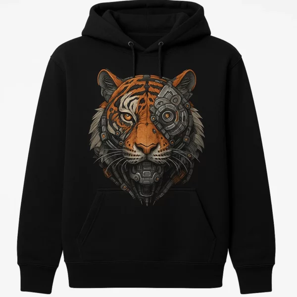 Mechanical Tiger Graphic Hoodie – Futuristic Style Pullover