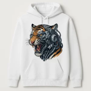 Mechanical Tiger Graphic Hoodie - Futuristic Style Pullover