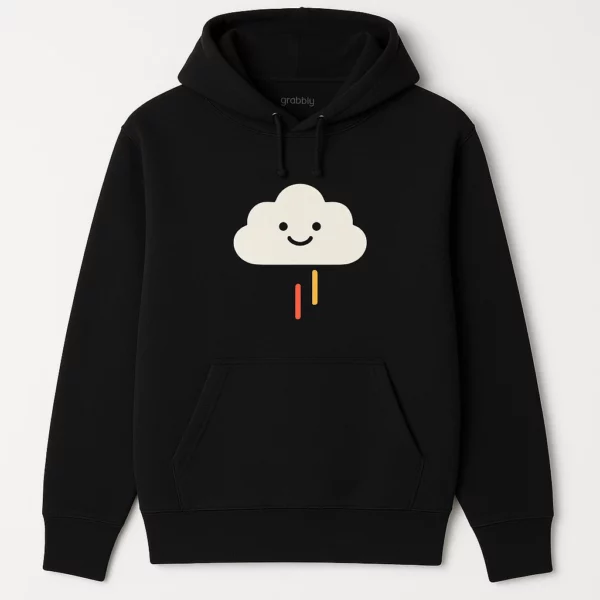 Smiling Cloud Sweatshirt with Rainbow Stripes – Cozy and Stylish
