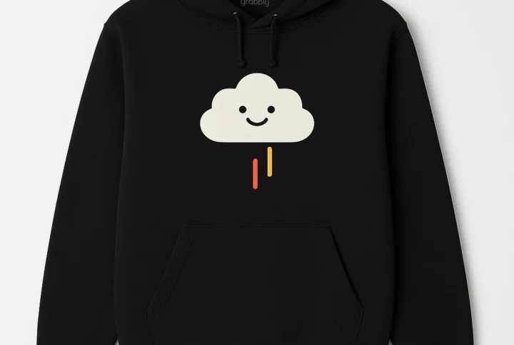Smiling Cloud Sweatshirt with Rainbow Stripes - Cozy and Stylish