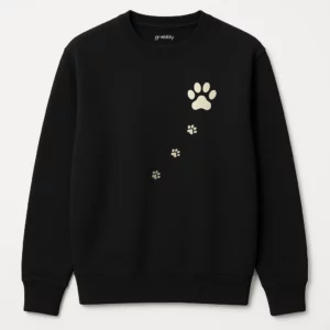 Small Paw Print Sweatshirt with Diagonal Animal Tracks Design