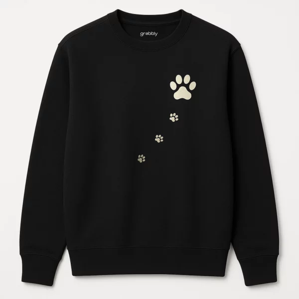 Small Paw Print Sweatshirt with Diagonal Animal Tracks Design