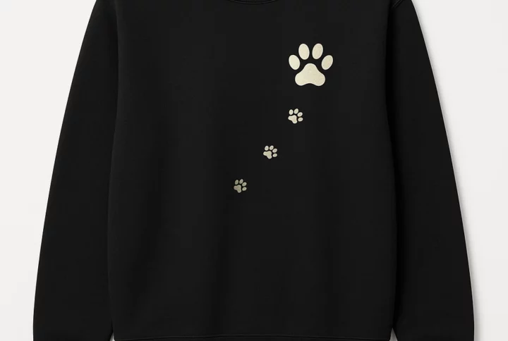 Small Paw Print Sweatshirt with Diagonal Animal Tracks Design