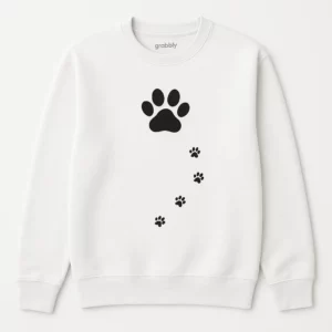 Small Paw Print Sweatshirt with Diagonal Animal Tracks Design