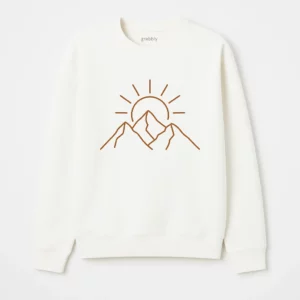 Minimalist Mountain & Rising Sun Sweatshirt - Clean Line Art Design