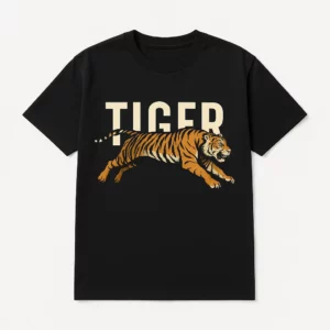 Tiger Graphic T-Shirt with Dynamic Motion Design for Casual Wear