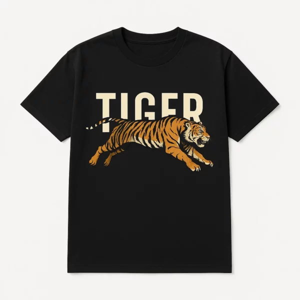 Tiger Graphic T-Shirt with Dynamic Motion Design for Casual Wear