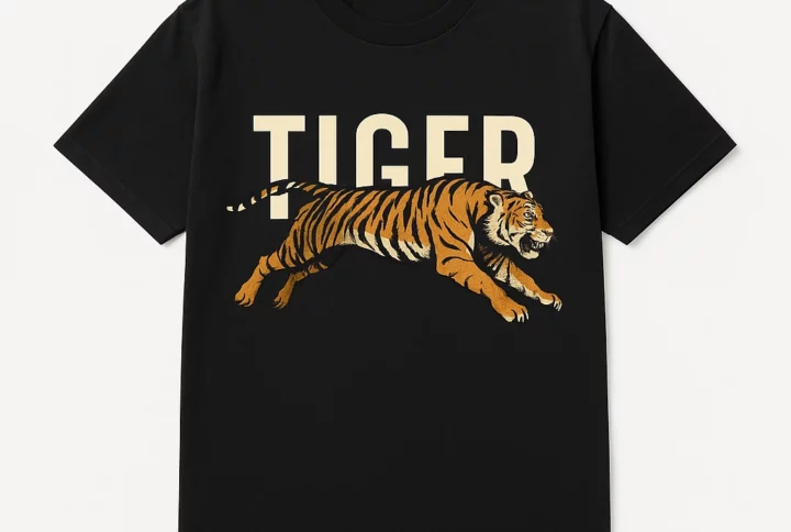 Tiger Graphic T-Shirt with Dynamic Motion Design for Casual Wear