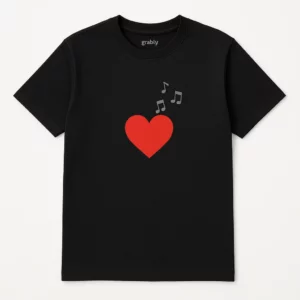 Simple Heart and Music Notes T-Shirt for Everyday Style