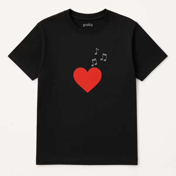 Simple Heart and Music Notes T-Shirt for Everyday Style