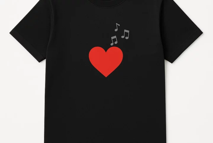 Simple Heart and Music Notes T-Shirt for Everyday Style