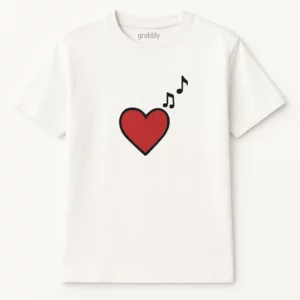 Simple Heart and Music Notes T-Shirt for Everyday Style