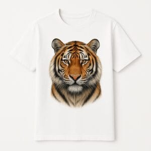 Realistic Tiger Head T-Shirt - Bold Graphic Design for Animal Lovers