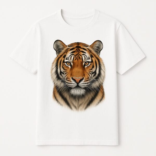 Realistic Tiger Head T-Shirt – Bold Graphic Design for Animal Lovers