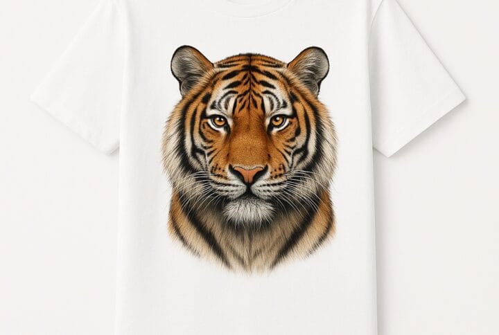 Realistic Tiger Head T-Shirt - Bold Graphic Design for Animal Lovers